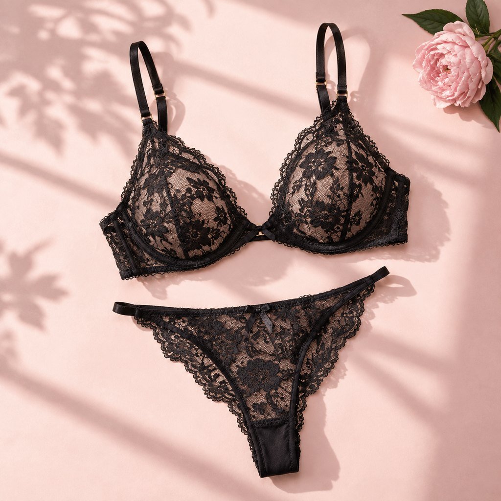 Conjunto de Encaje Negro