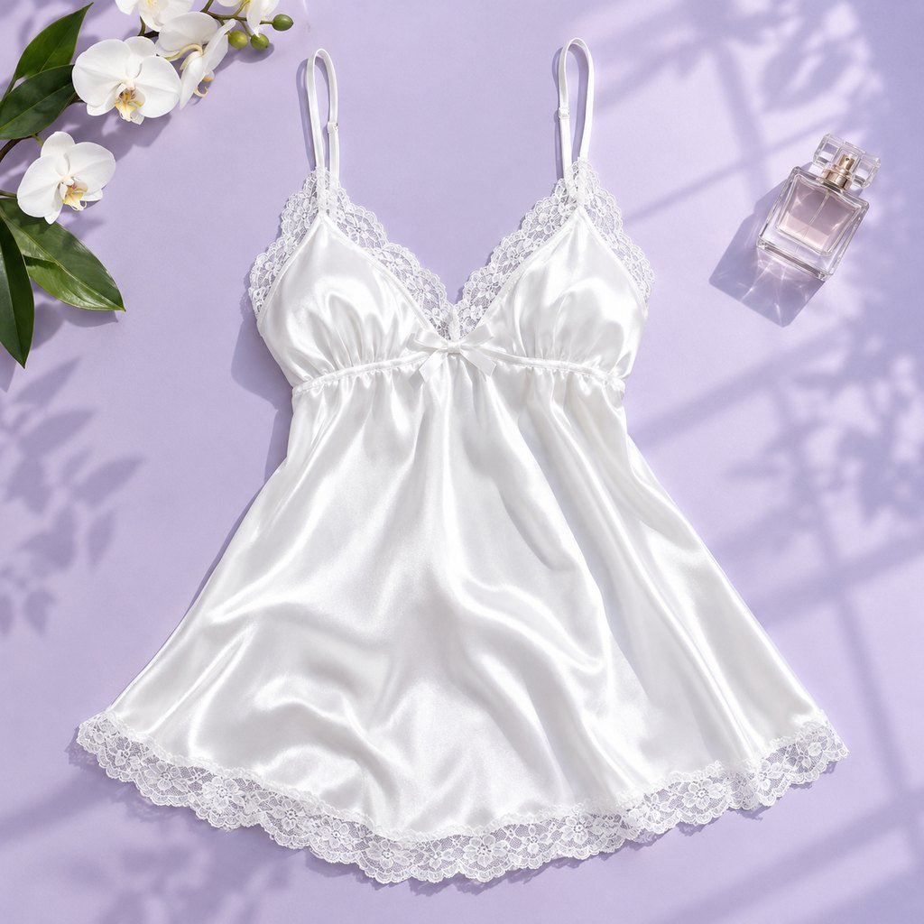 Babydoll de Satín Blanco